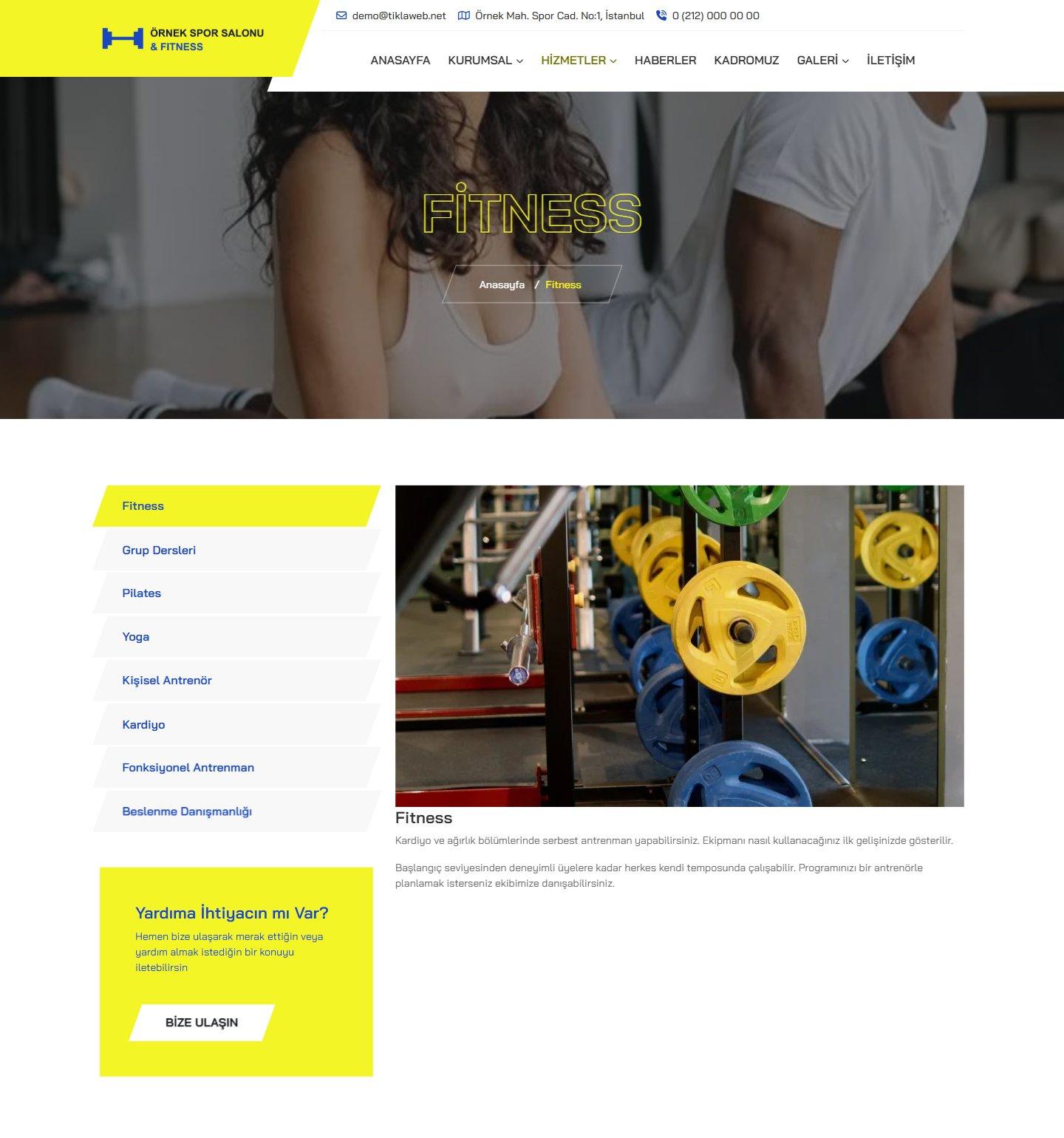 Spor Salonu & Fitness Web Sitesi Scripti