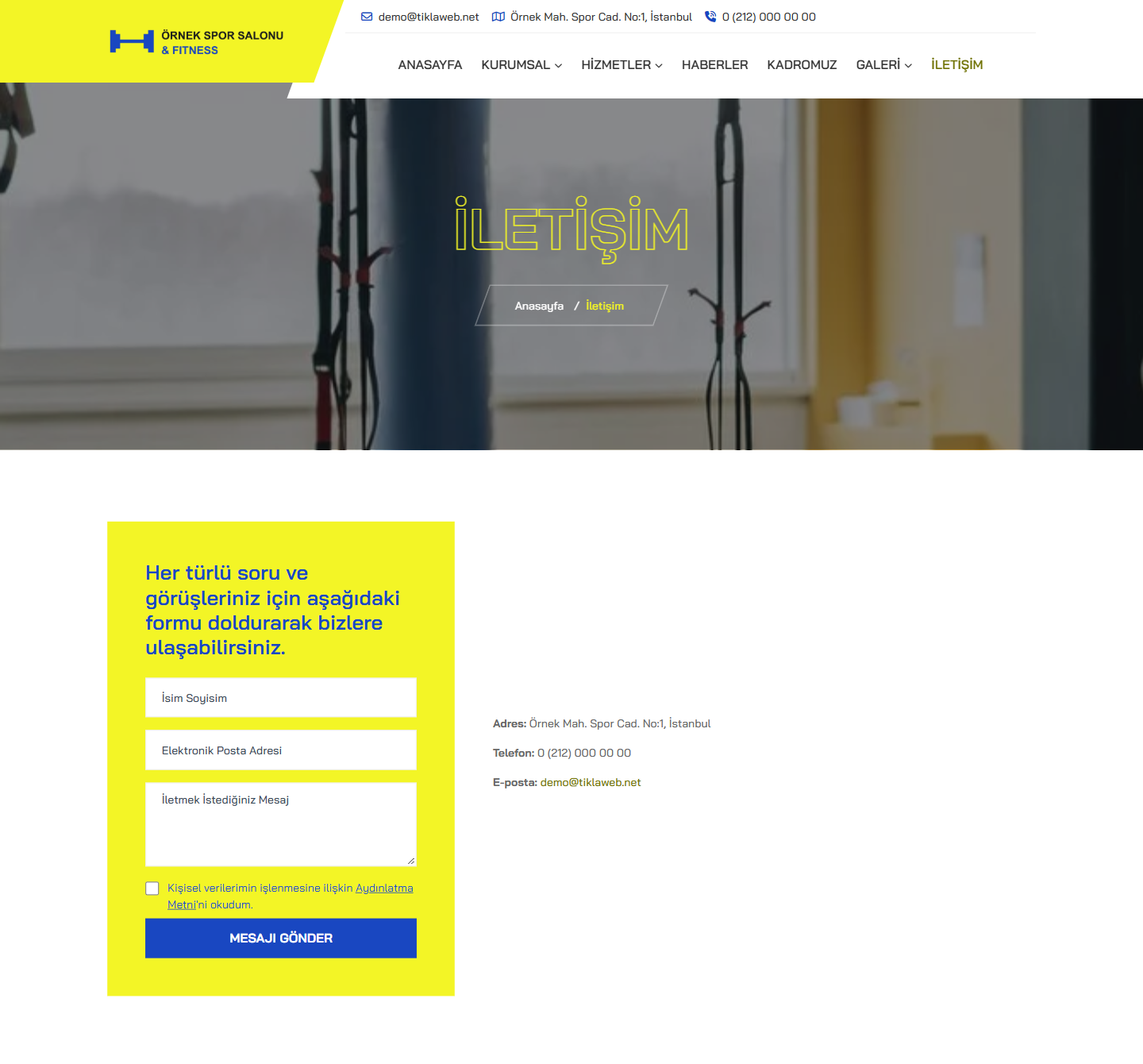 Spor Salonu & Fitness Web Sitesi Scripti