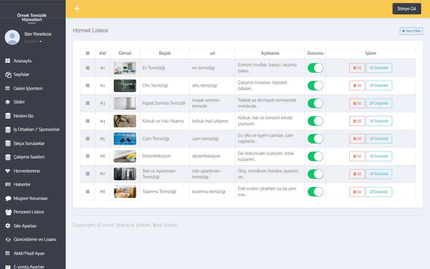 Temizlik Şirketi Web Sitesi Scripti