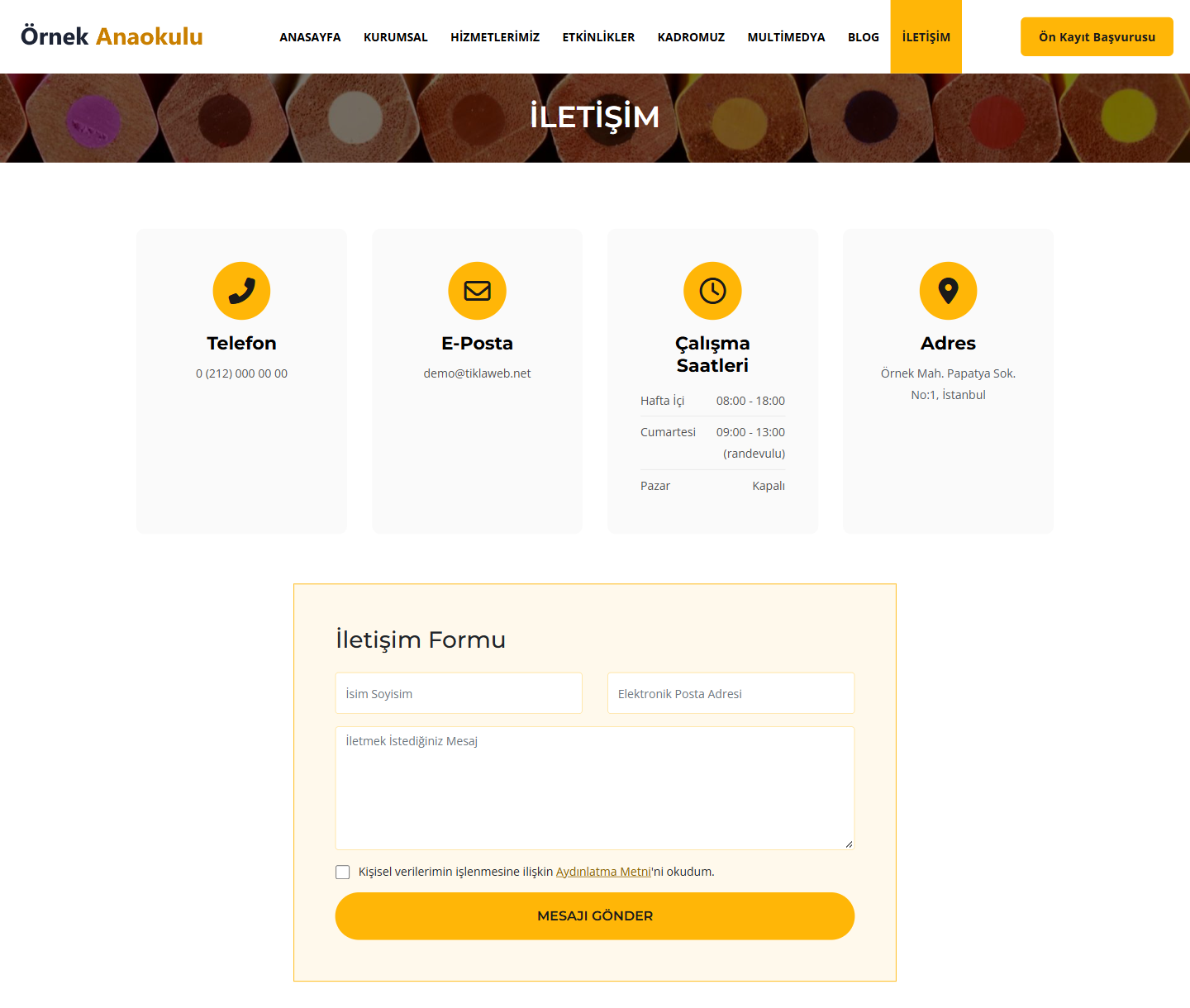 Anaokulu & Kreş Web Sitesi Scripti