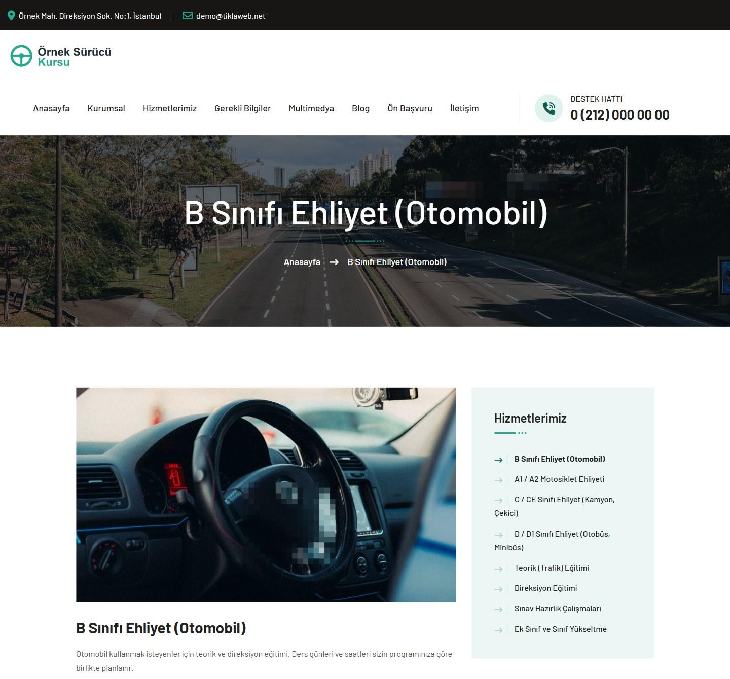 Sürücü Kursu Web Sitesi Scripti