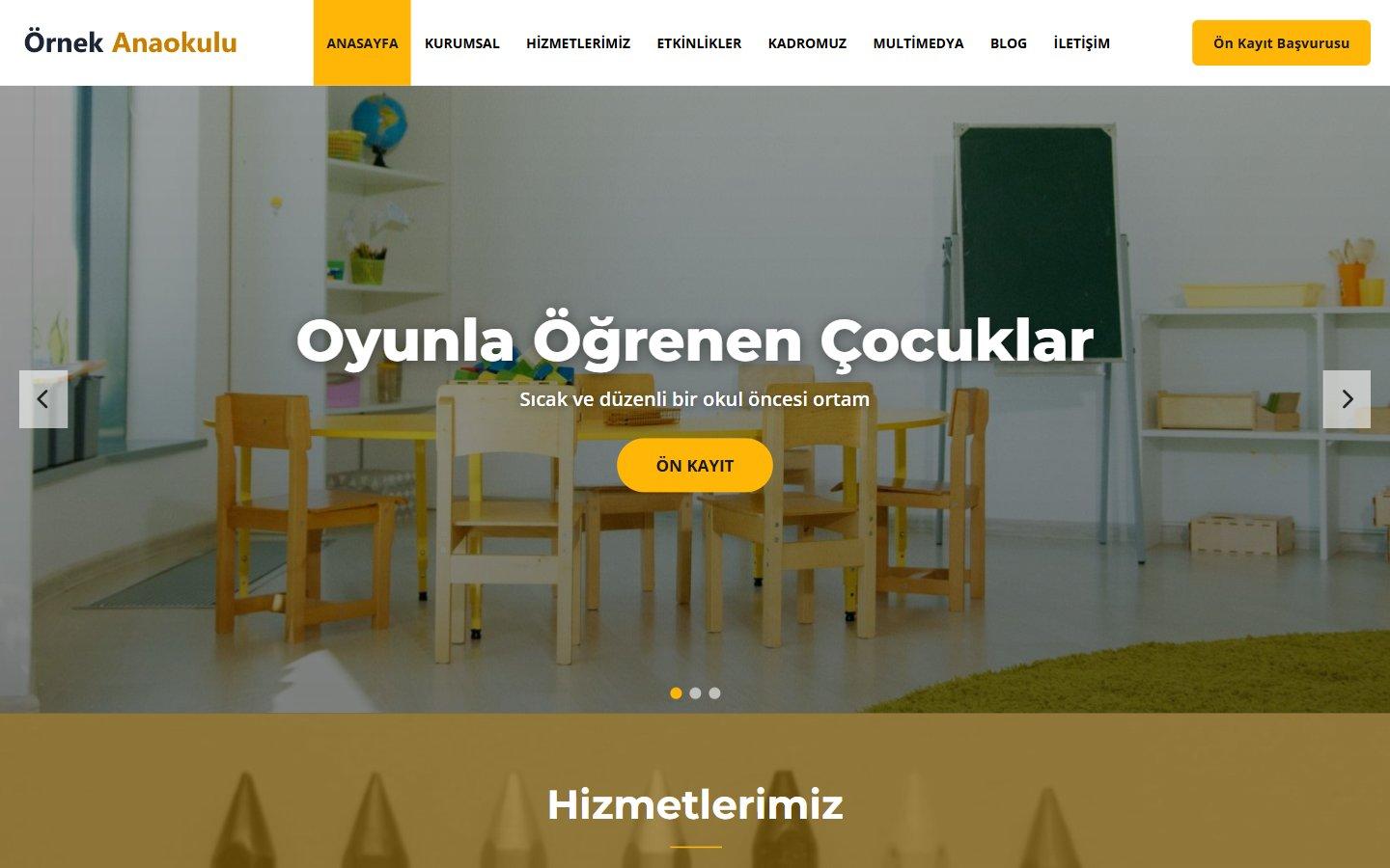 Anaokulu & Kreş Web Sitesi Scripti