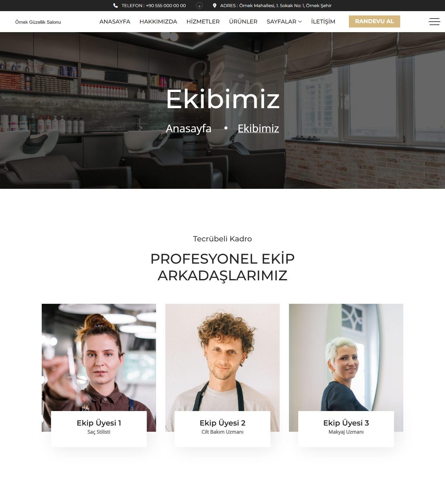Kuaför ve Güzellik Salonu Web Sitesi Scripti