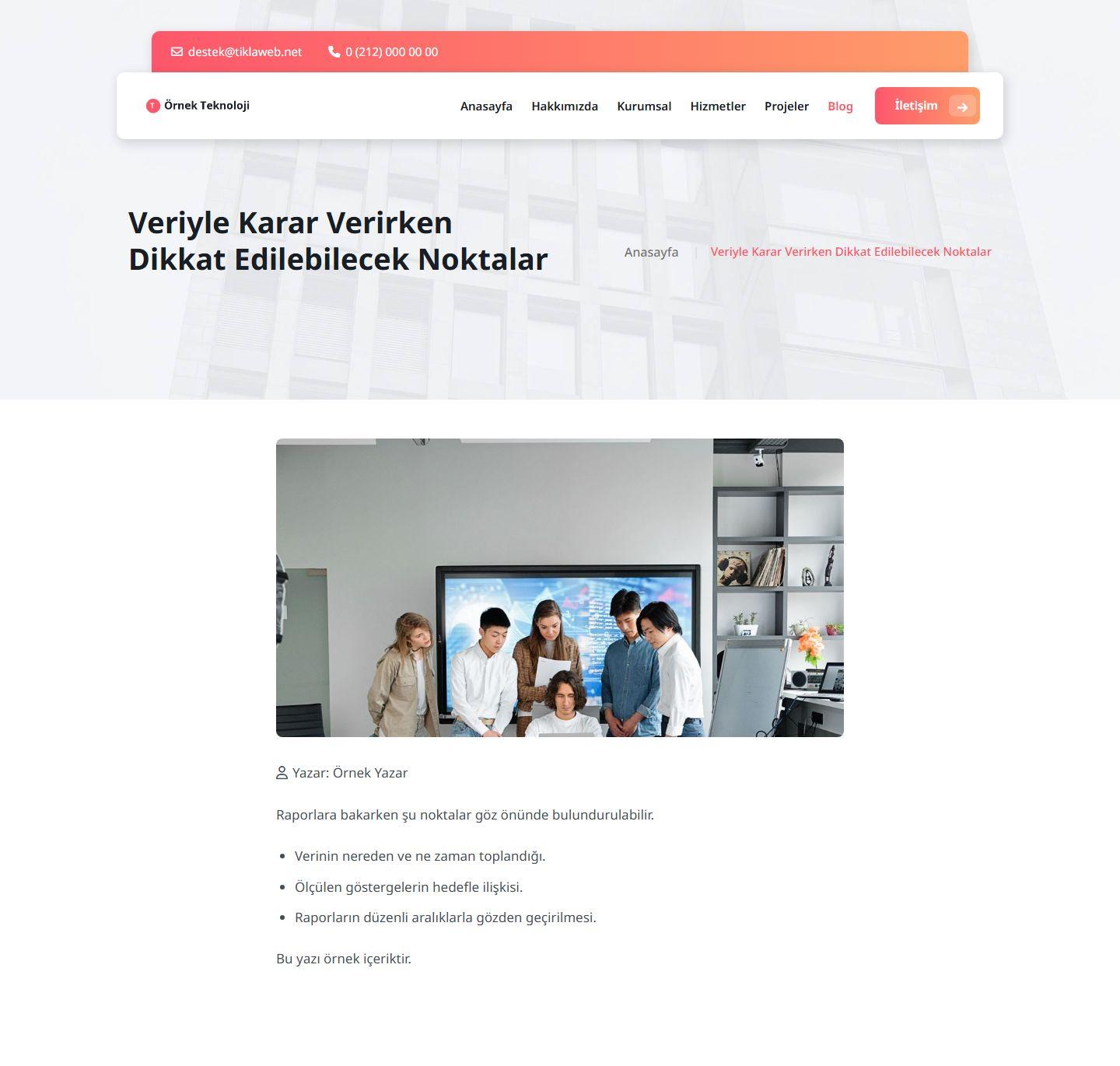 Proje Vitrinli Kurumsal Web Sitesi Scripti