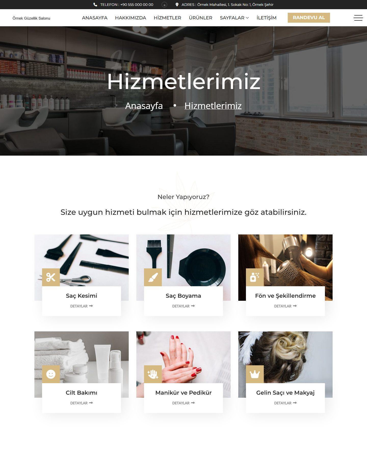Kuaför ve Güzellik Salonu Web Sitesi Scripti
