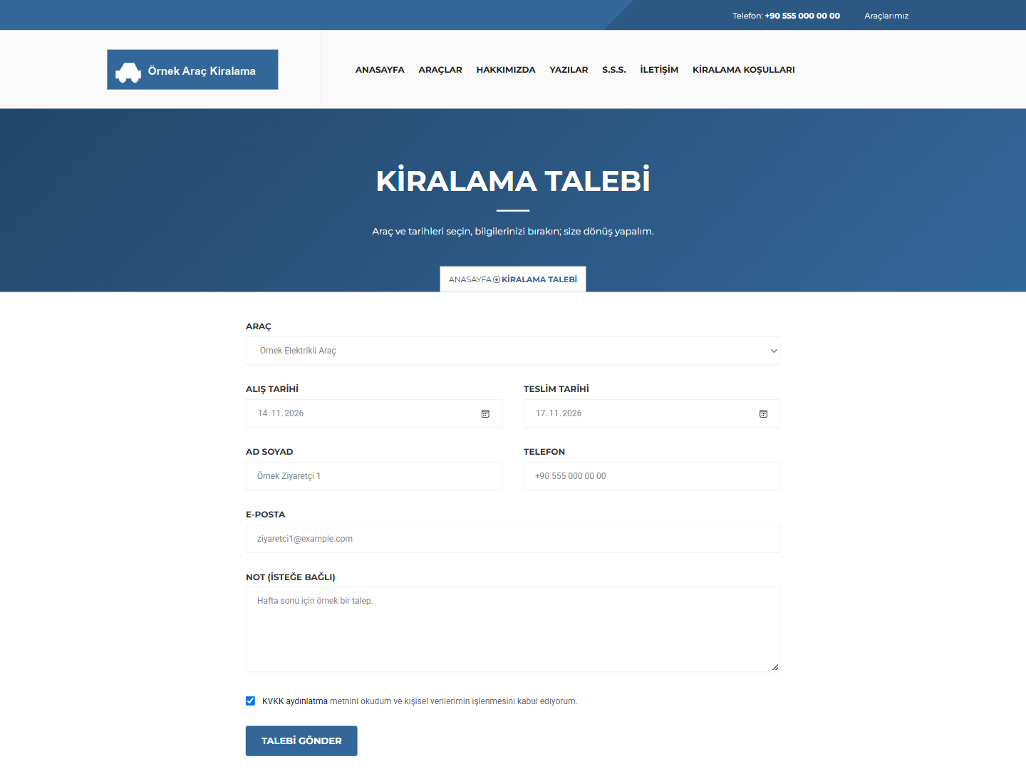 Araç Kiralama Web Sitesi Scripti