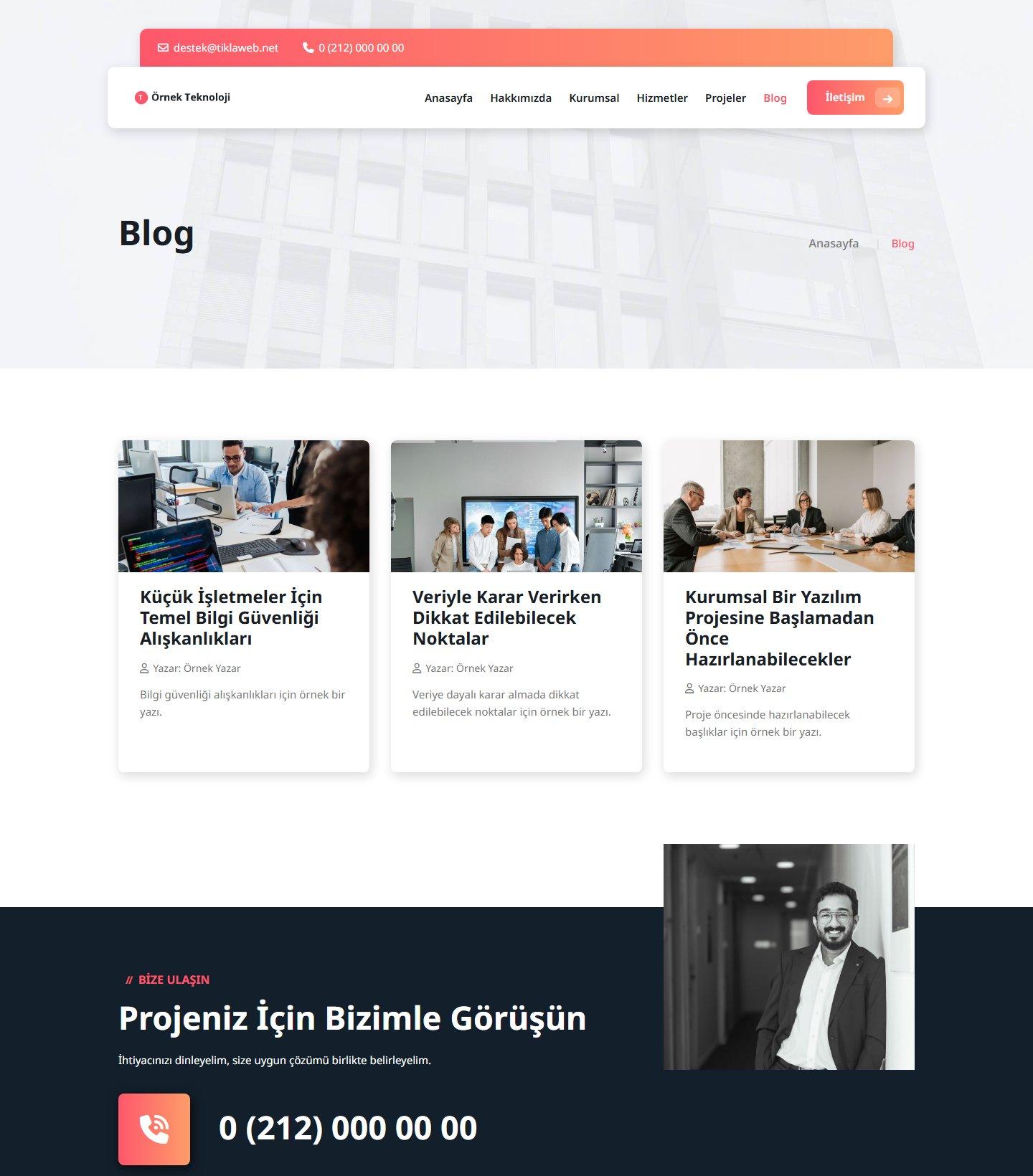Proje Vitrinli Kurumsal Web Sitesi Scripti
