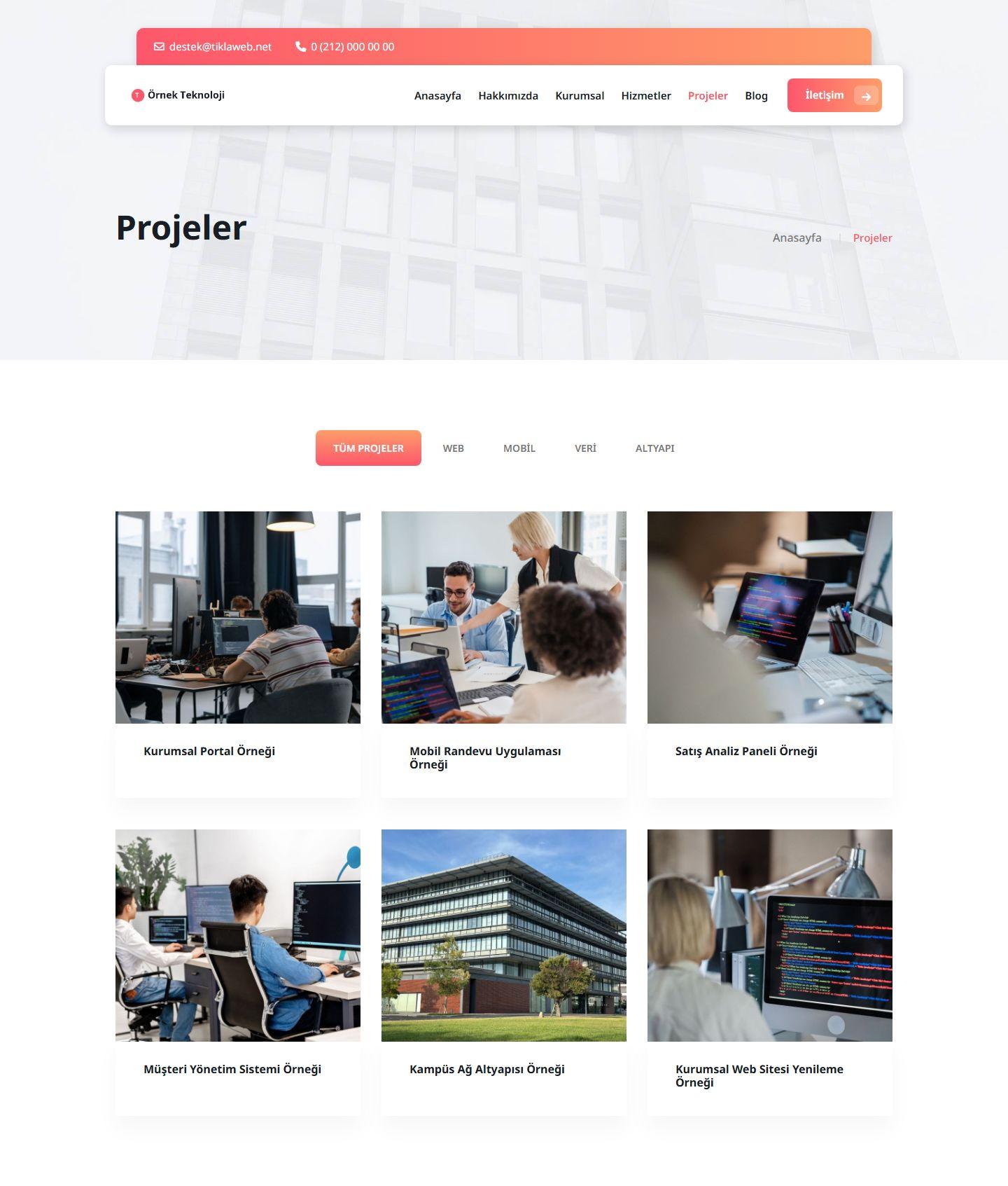 Proje Vitrinli Kurumsal Web Sitesi Scripti