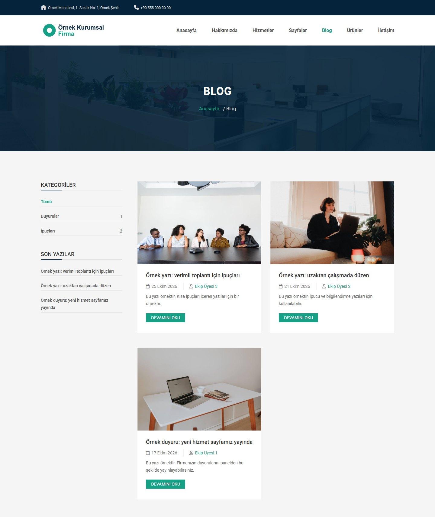 Kurumsal Firma Web Sitesi Scripti