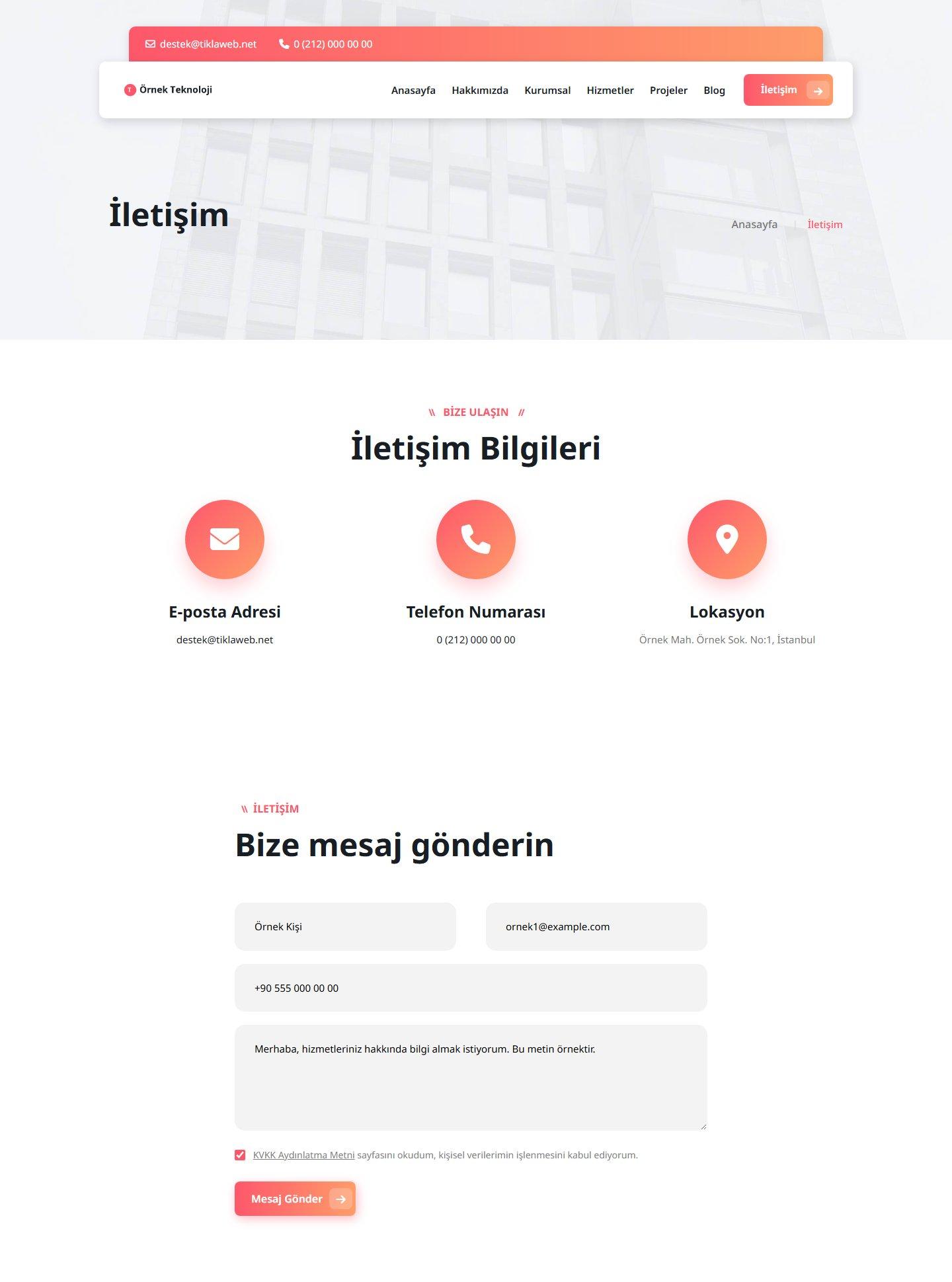 Proje Vitrinli Kurumsal Web Sitesi Scripti