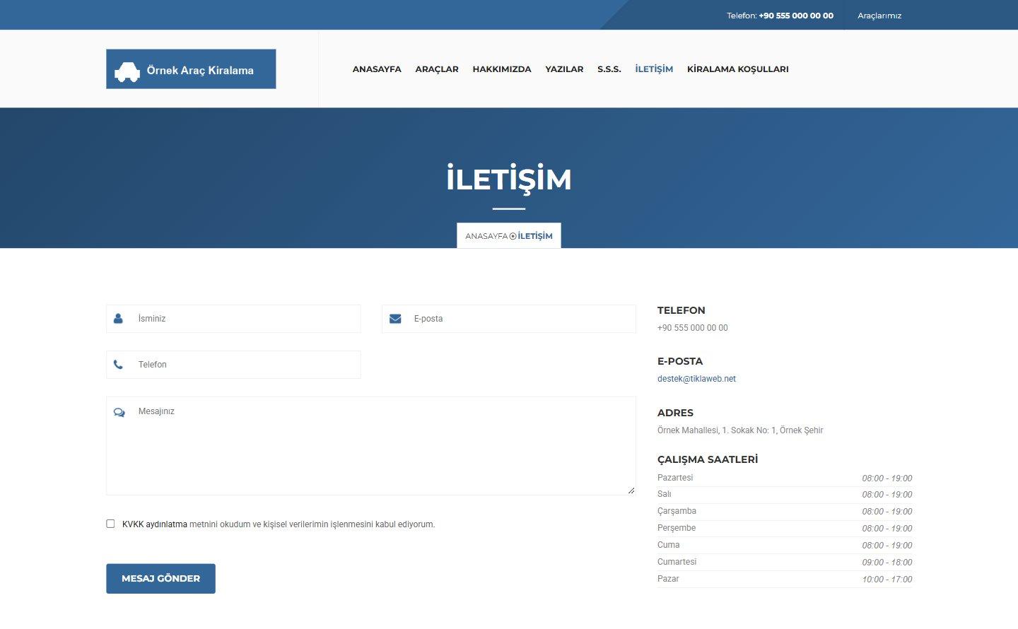 Araç Kiralama Web Sitesi Scripti