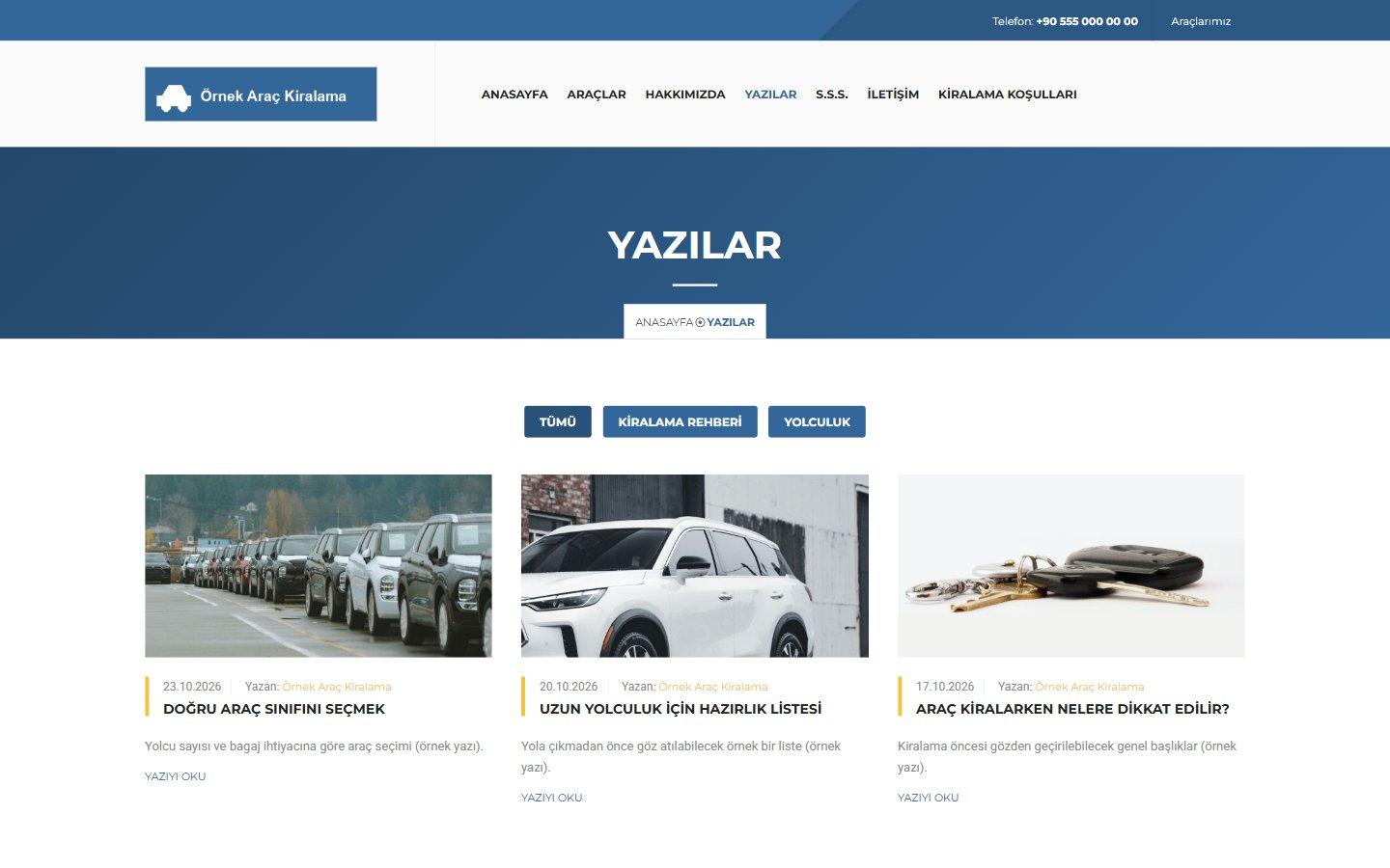 Araç Kiralama Web Sitesi Scripti