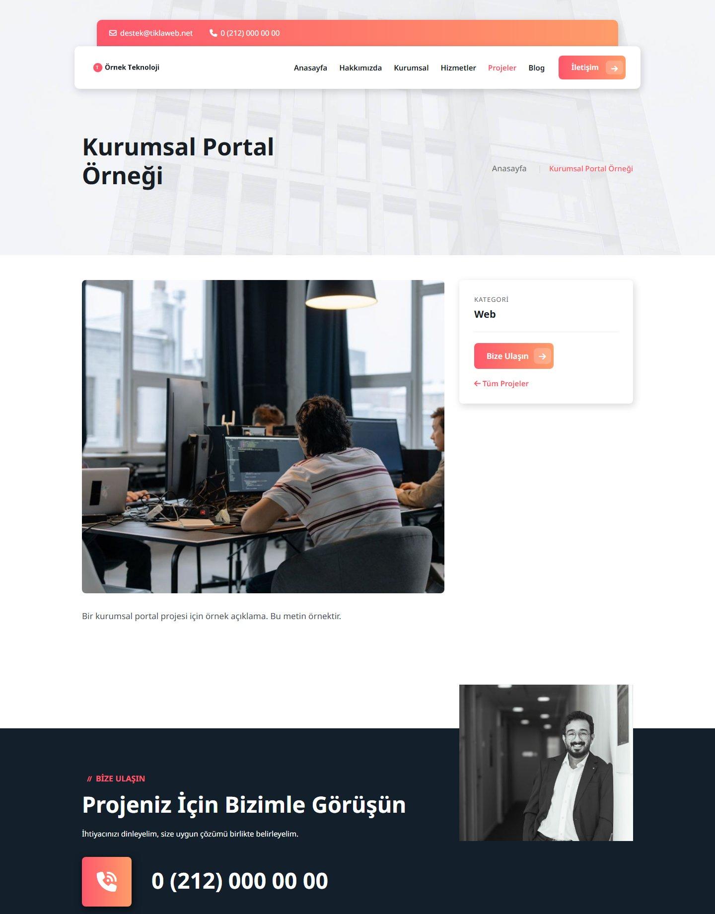 Proje Vitrinli Kurumsal Web Sitesi Scripti