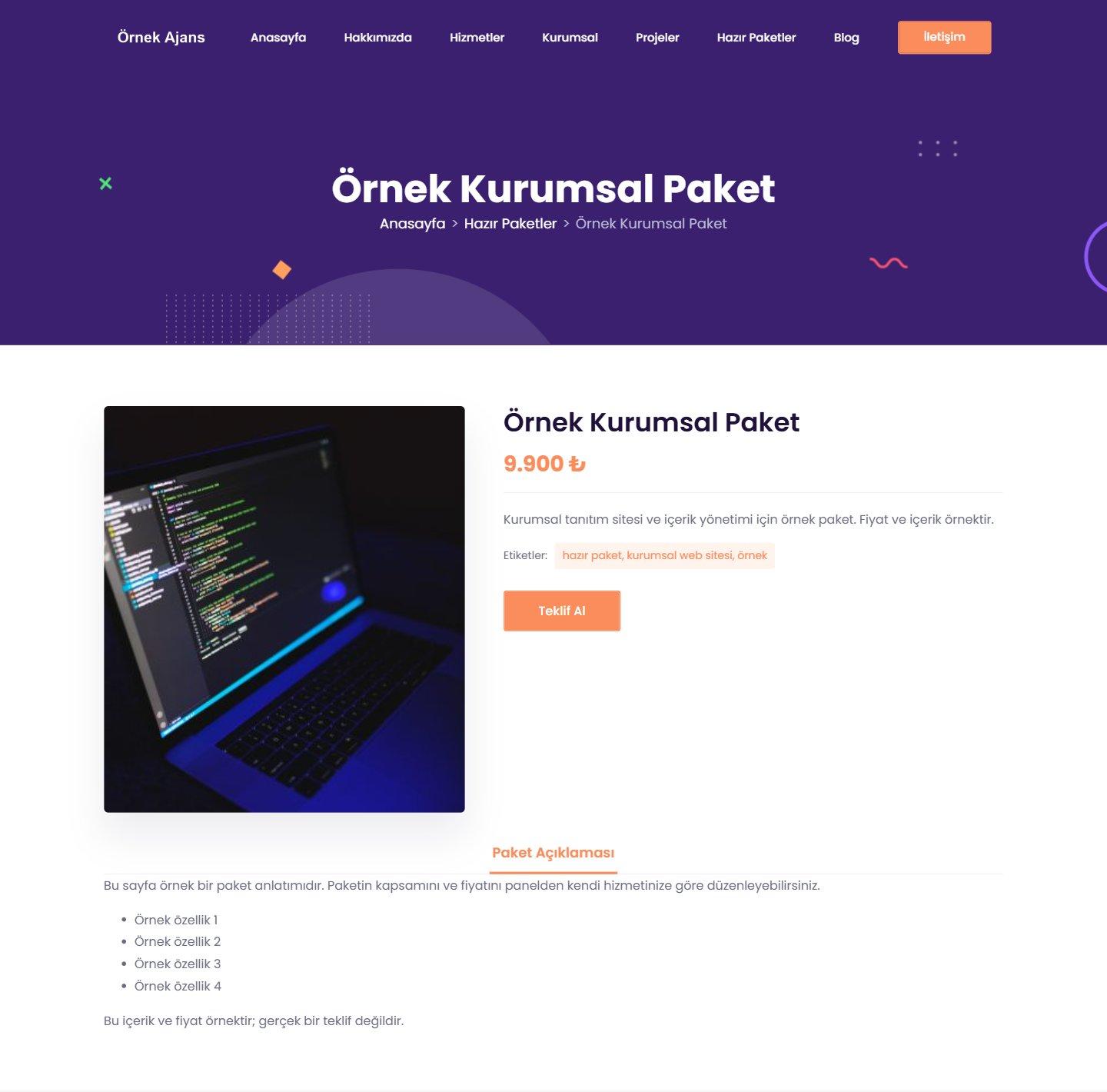 Kurumsal Ajans Web Sitesi Scripti