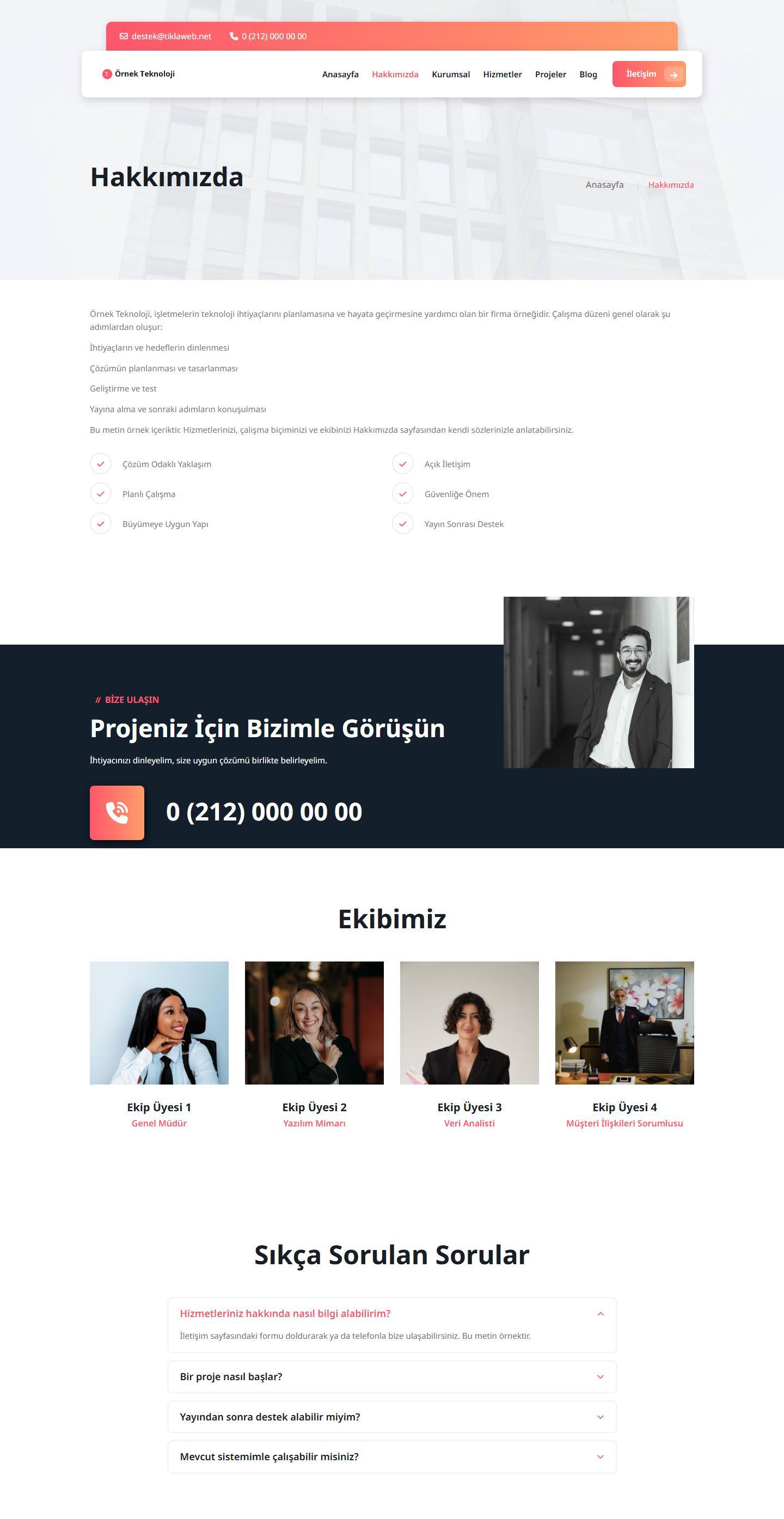 Proje Vitrinli Kurumsal Web Sitesi Scripti