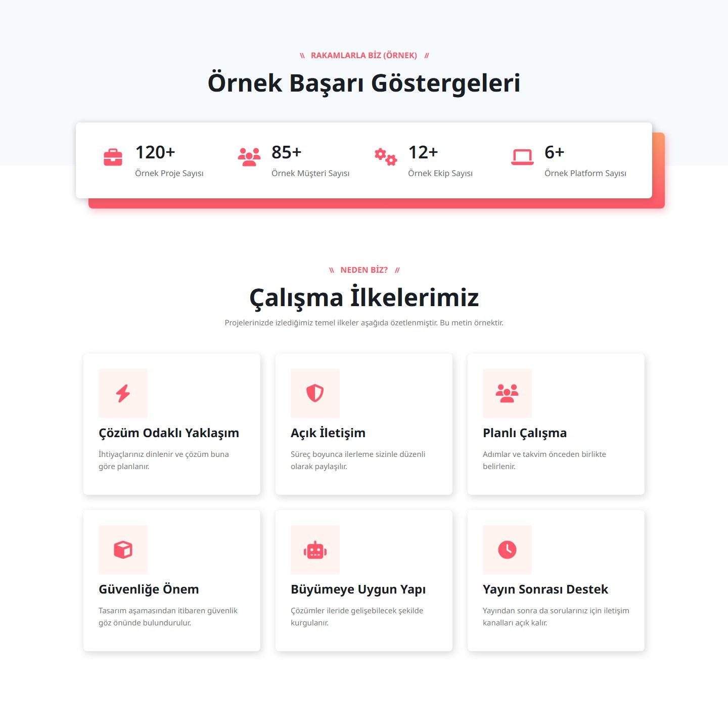 Proje Vitrinli Kurumsal Web Sitesi Scripti