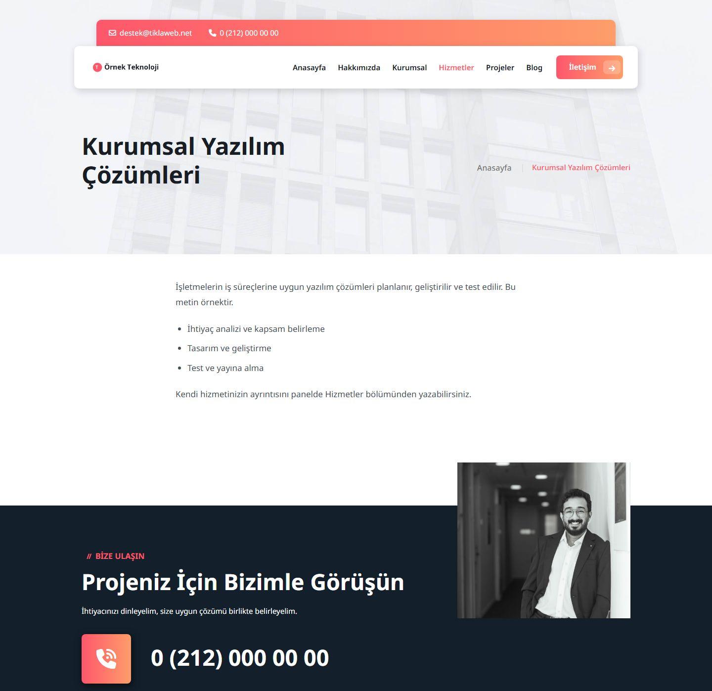 Proje Vitrinli Kurumsal Web Sitesi Scripti