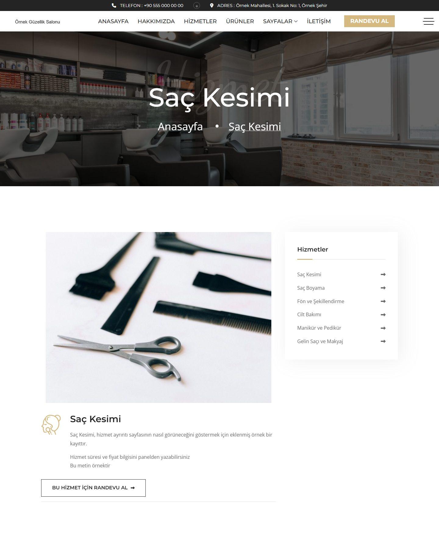 Kuaför ve Güzellik Salonu Web Sitesi Scripti