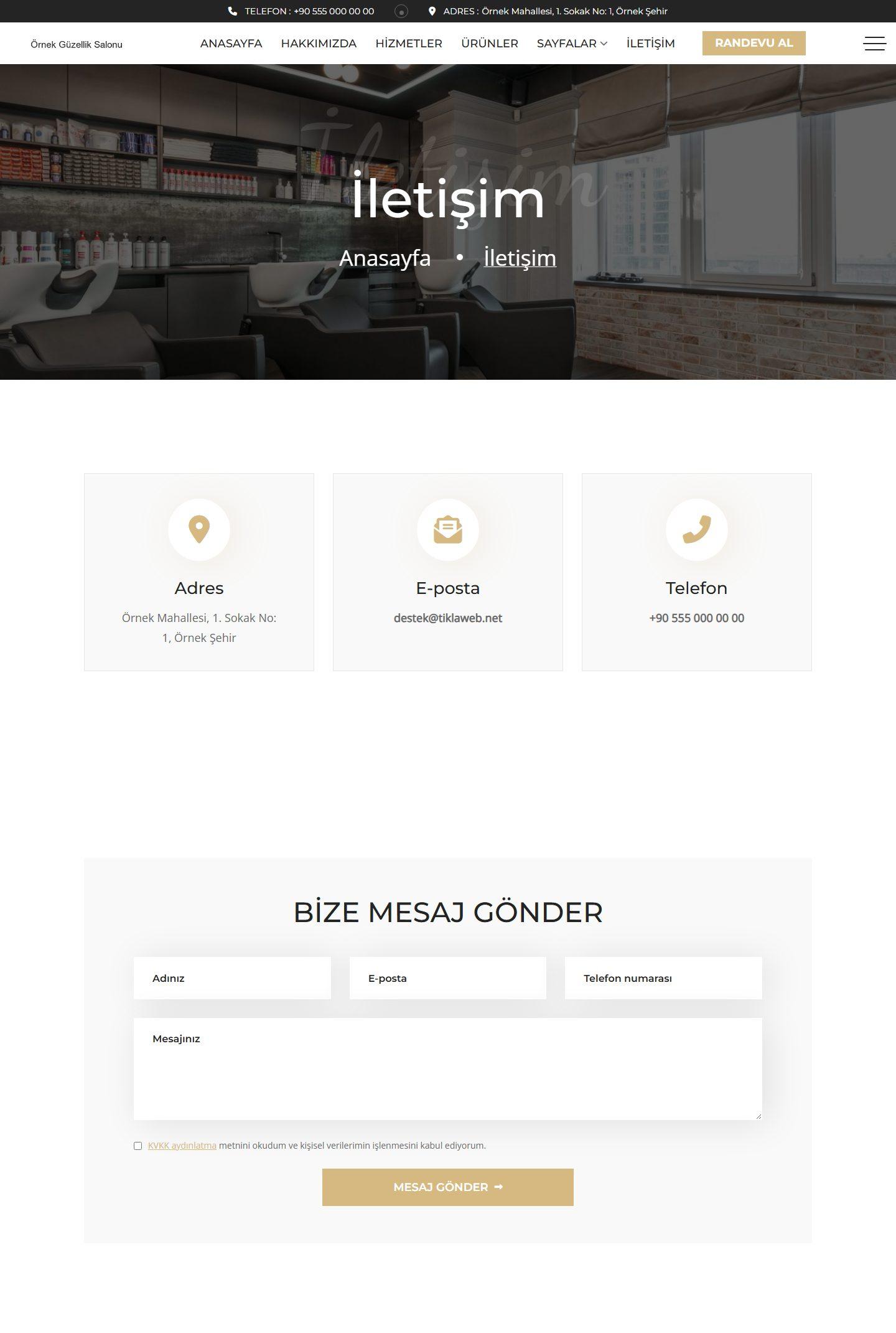 Kuaför ve Güzellik Salonu Web Sitesi Scripti