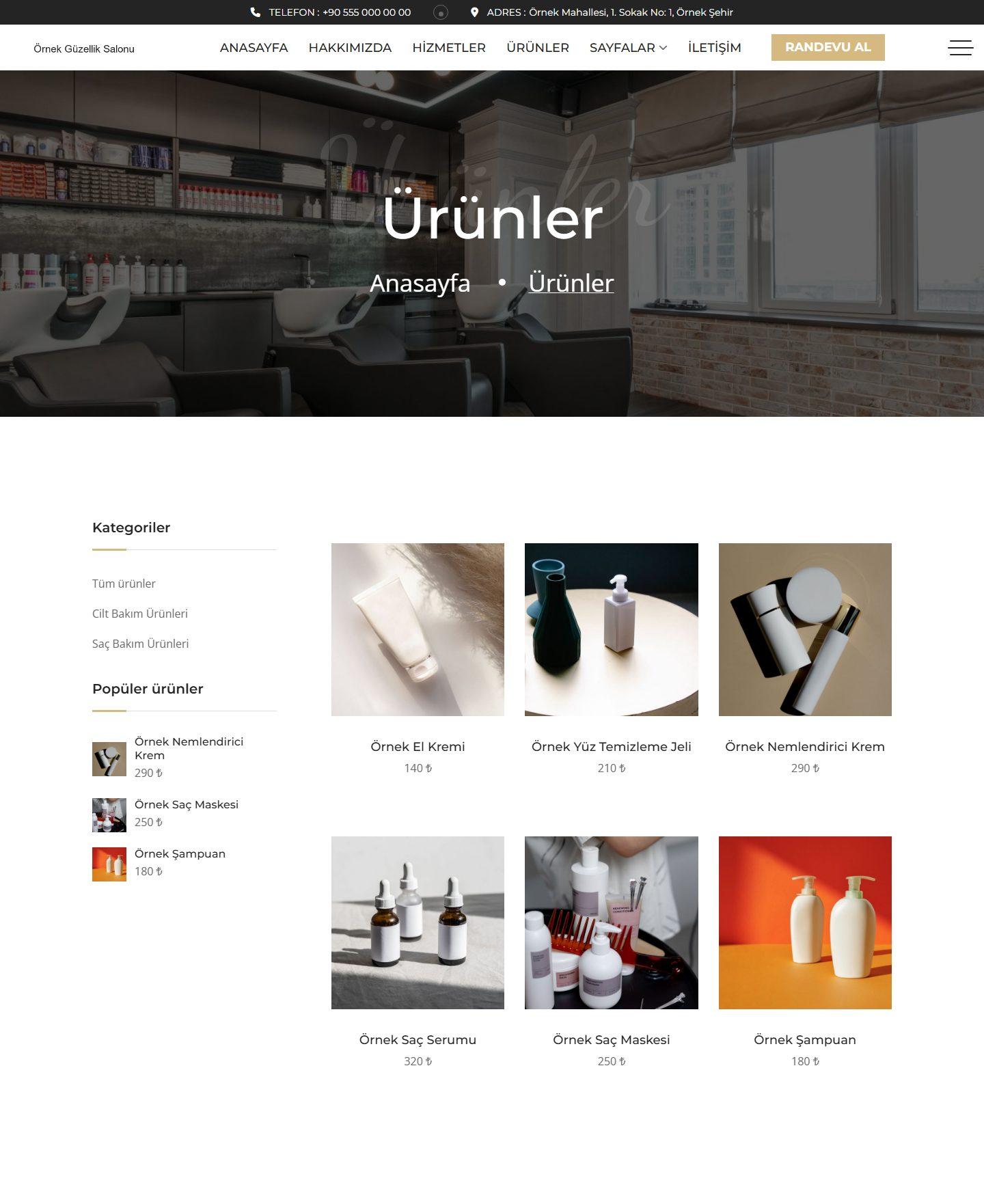 Kuaför ve Güzellik Salonu Web Sitesi Scripti
