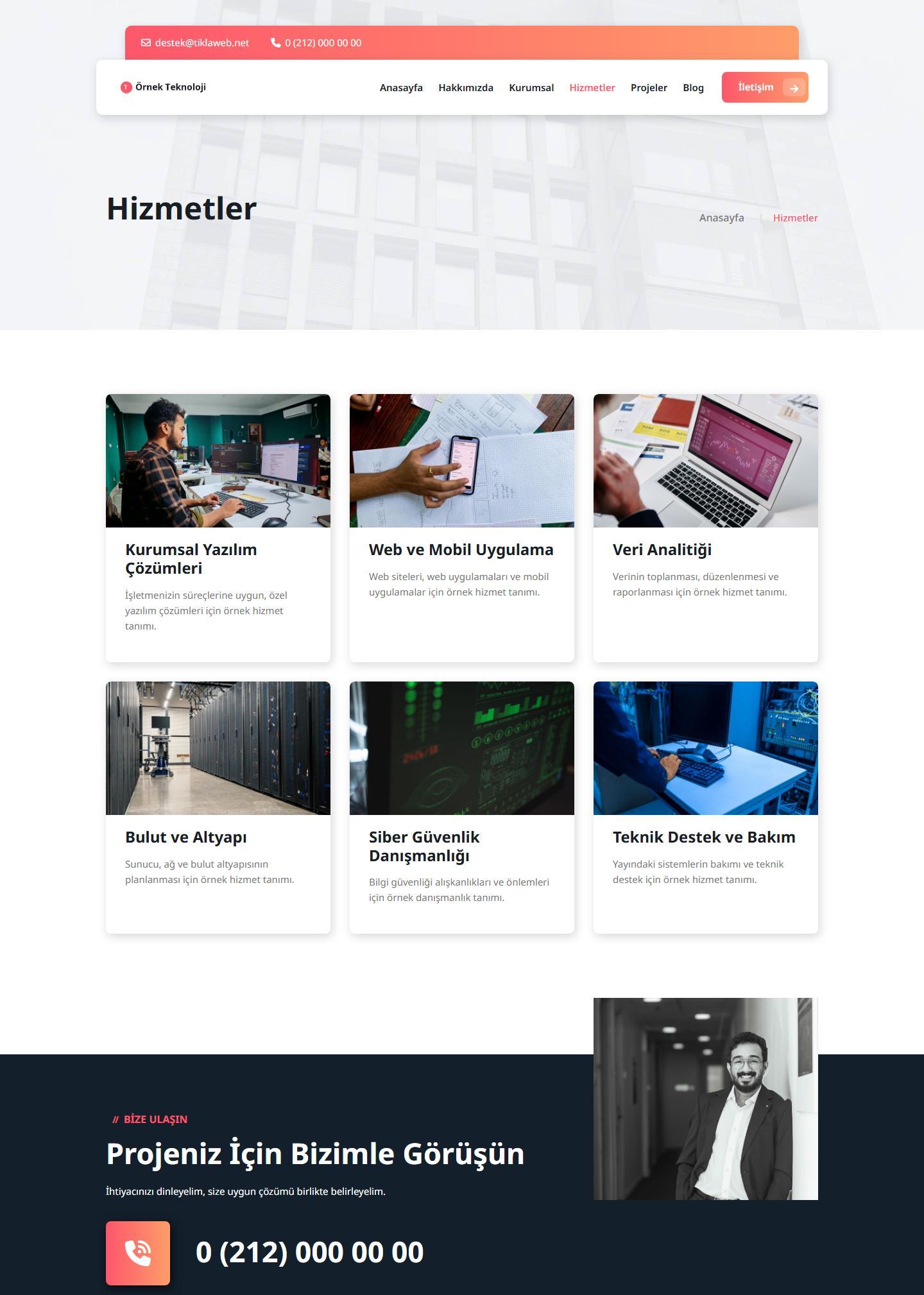 Proje Vitrinli Kurumsal Web Sitesi Scripti